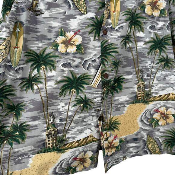 Royal Creations Hawaii Surf Hibiscus Button Down Shirt XXL Short Sleeve Aloha - Picture 6 of 12